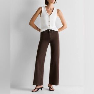 NWT Quince Bella Stretch Wide Leg Jeans in Coffee Bean Brown